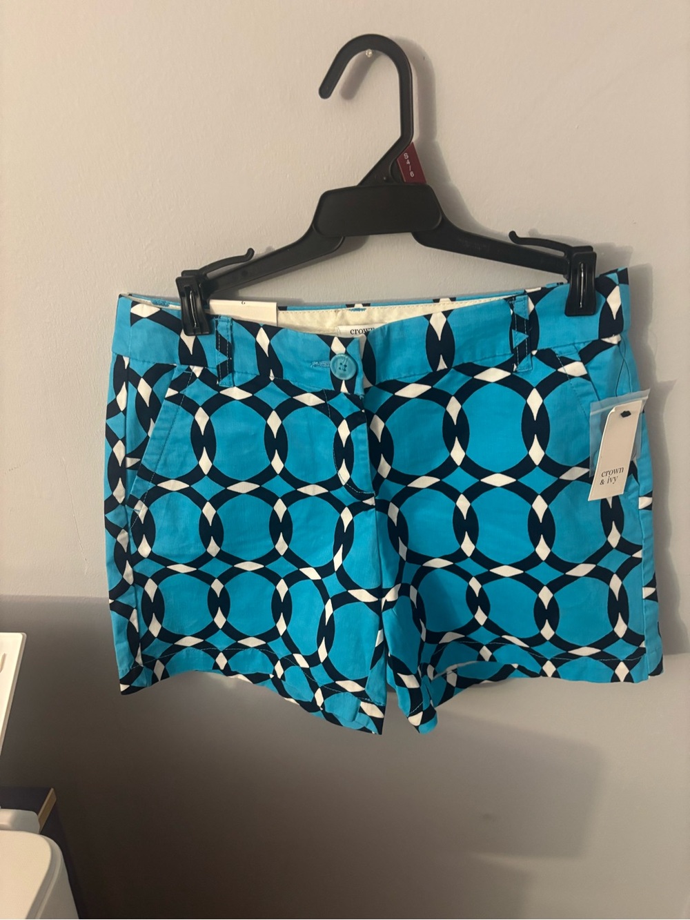 crown & ivy Turquoise Geometric Print Kids Shorts Size 2